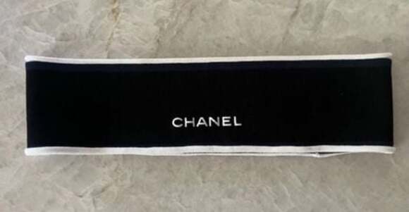 Chanel Black and White Viscose Blend Logo Headband Hatband